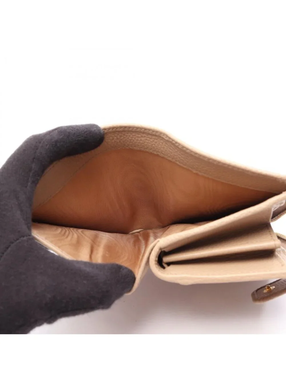 Prada Bifold Wallet Beige Leather L